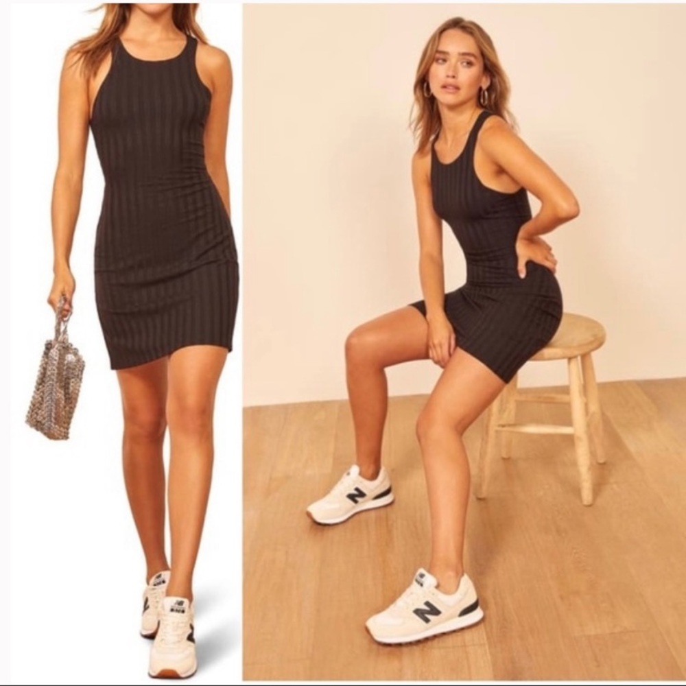 Reformation Mel Dress Mini Ribbed Black Size Small